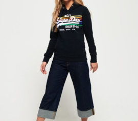 Superdry rainbow hoodie. Maat 38, Zwart.