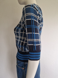 Vanilia cropped trui. Maat 36, Blauw/ruit.