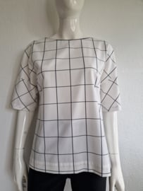 Apanage top. Maat 38, Crème/ruit.