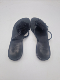 Cenedella slippers. Maat 39,5, Zwart/leer.