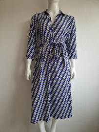 Norah midi jurk. Maat 46, Blauw/wit/print.