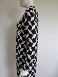 Claudia Sträter midi jurk. Maat 38, Zwart/wit/print.