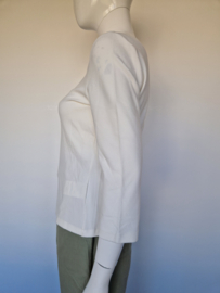 Vanilia Round Neck Rib Top. Maat 40, Off white.