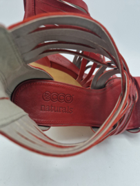 Ecco sandalen met sleehak. Maat 40. Rood/leer.