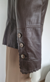 Delmod blazer met schulprandjes | Maat 38 | Bruin/leer |