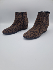 Enkellaarsjes met sleehak. Maat 40, Bruin/print.