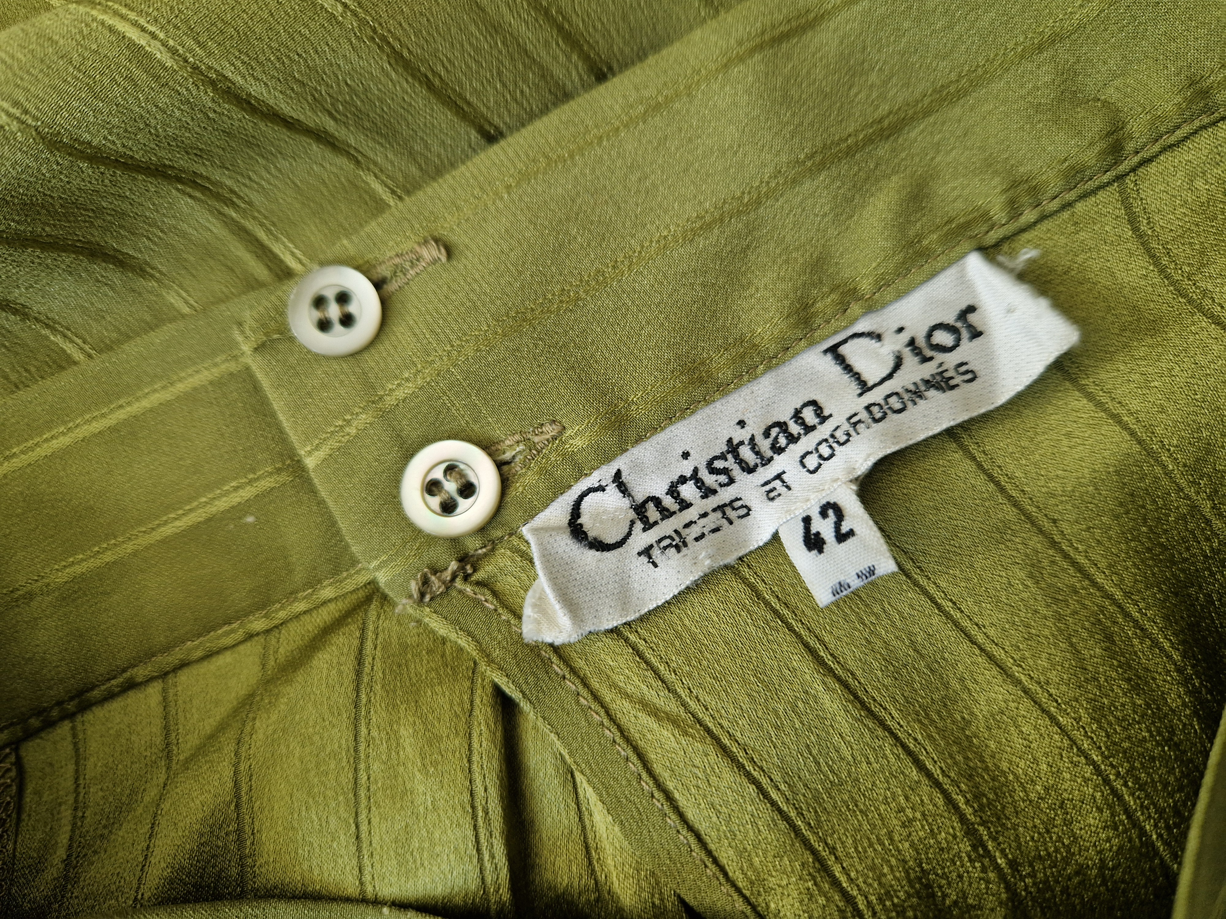 Christian Dior midi rok. IT maat 42, Groen/zijde.