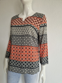 Kyra & Ko blouse top Kaja. Maat 38/40. Oranje/grijs/print.