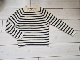 Purdey trui. Maat XL. Crème/blauw gestreept.