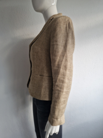 SEY Studio blazer. Maat 40, Beige/visgraat/linnen.