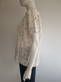 Sylver top. Maat 38, Crème/polkadots.