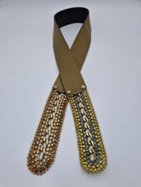 Olijfkleurige leren  heupriem van Nanni.