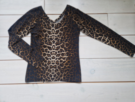 Juffrouw Jansen top. Maat XL. Bruin/dierenprint.