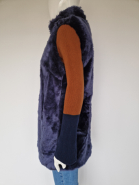 Nikkie bodywarmer. Maat 40, Inktblauw/faux fur