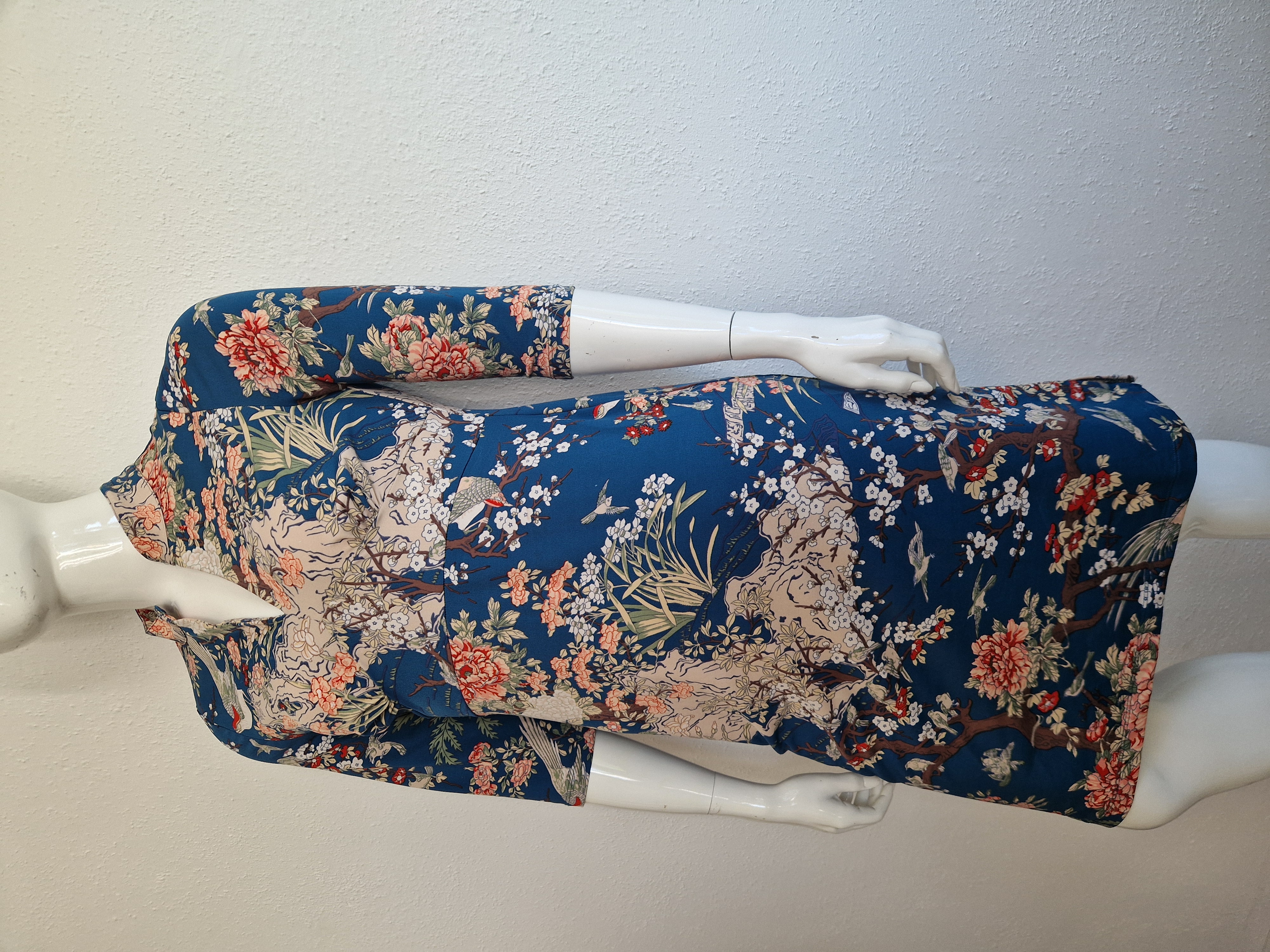 King Louie jurk. Maat L. Petrol/Japanse print.