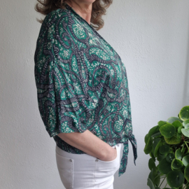 Studio Anneloes blouse met strikdetail. Maat L. Groen