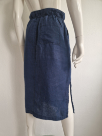 Sandwich midi rok. Maat 36/38, Blauw/linnen