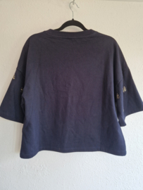 Summum Boxy sweat met pailletten | Maat M | Blauw |