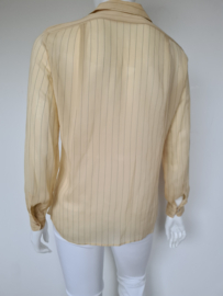 Max Mara blouse. Mt. 42, Zachtgeel/ streep.