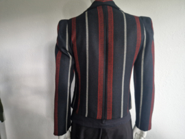 Zapa  vintage wollen blazer. Maat 36. Zwart/streep.