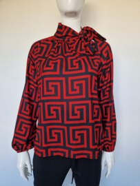 Musthaves by Elja blouse top. Mt. 38, Rood/zwart/print.