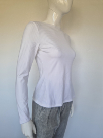 Vanilia rib top met boothals. Maat 38, Wit.