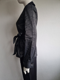 Luisa Cerano blouse met striklint. Maat 38, Antraciet.
