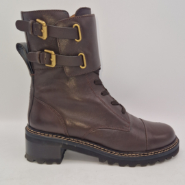 See By Chloé Mallory combat boots. Maat 41. Chocoladebruin/leer.