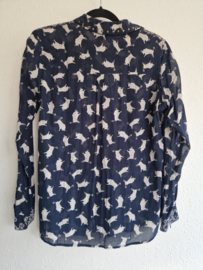 Scotch & Soda blouse. Maat 2, Donkerblauw/stierenprint.