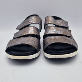 Durea sandalen. Maat 7, Metallic/leer.