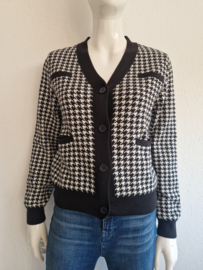 Les Copines vest. Maat M. Zwart/wit/pied de pouleprint.
