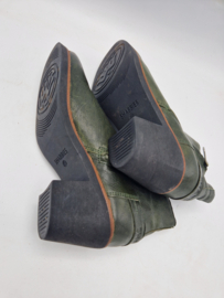 Shabbies enkellaarsjes. Maat 39. groen/leer.