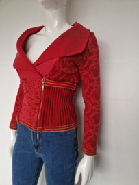 Eva & Claudi vest. Maat S. Rood/wol.