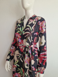 Pom jurk Kea Flower. Maat 40, Antracies/bloemenprint.