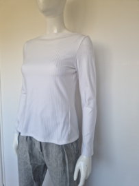 Vanilia rib top met boothals. Maat 38, Wit.