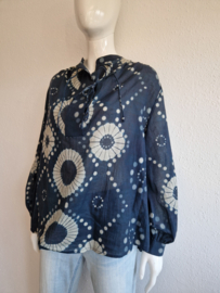Mare di Latte blouse. Maat 3, Blauw/batik.