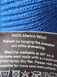 Teym Merino V-neck sweater | Maat M | Kobalt |