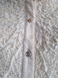 Summum blouse met kanten voorpand. Maat 36, Crème.