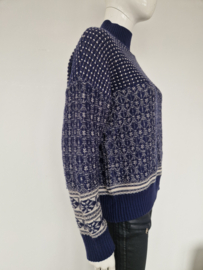 COS trui met turtleneck. Maat M. Blauw/wit.