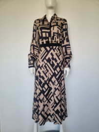 Marc Aurel set (blouse & midi rok). Grafische print. Maat 38
