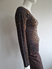 Juffrouw Jansen top. Maat XL. Bruin/dierenprint.