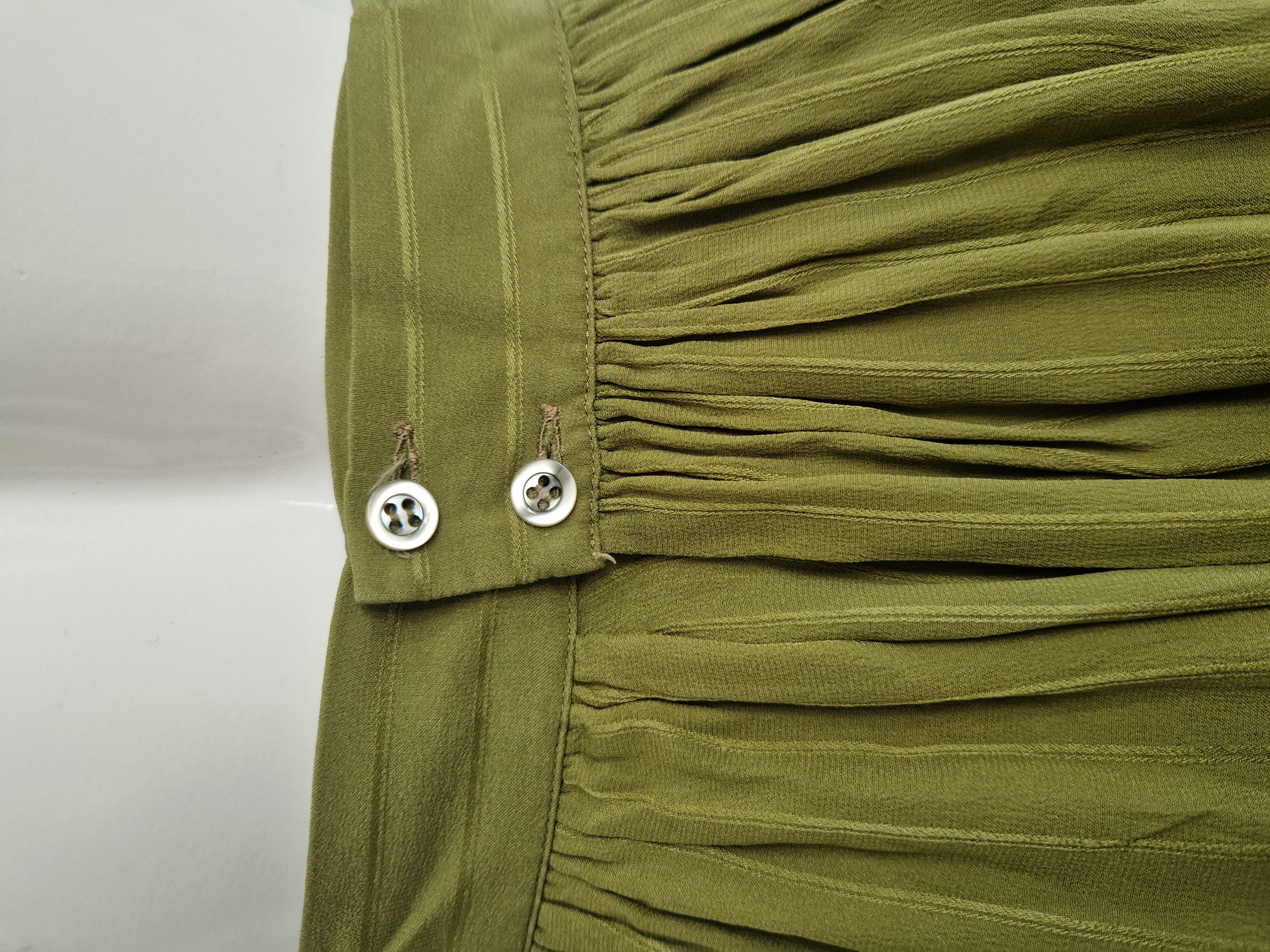 Christian Dior midi rok. IT maat 42, Groen/zijde.