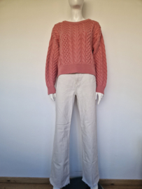 Joline Jolink kabeltrui Soso | Maat S | Roze | Merino wol |