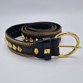 Nanni Milano luxe statement riem. Zwart/goud.
