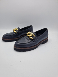 Gabor loafers. Maat 5. Zwart/goudkleurige schakels.