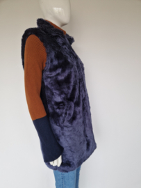 Nikkie bodywarmer. Maat 40, Inktblauw/faux fur