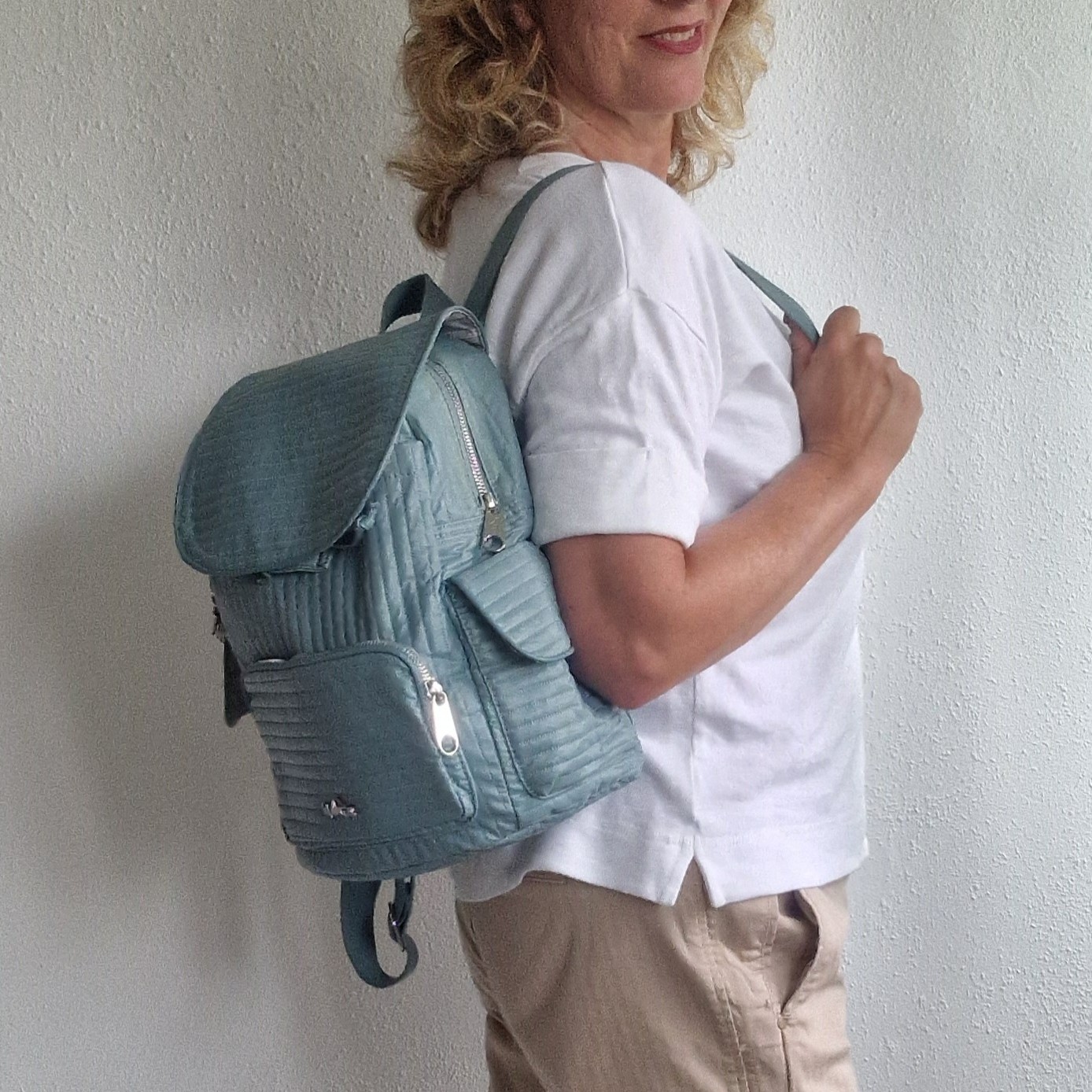 Kipling city rugzak. Misty blue.