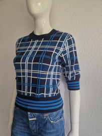 Vanilia cropped trui. Maat 36, Blauw/ruit.