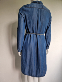 Geisha blouse jurk. Maat 40, Blauw/denimlook/lyocell.