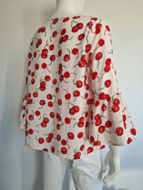 Essentiel Antwerp top. Maat 40. Zachtroze/kersenprint.